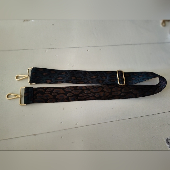 Teal Brown Black Leopard Print Purse Strap with Gold Hardware - Picture 4 of 4